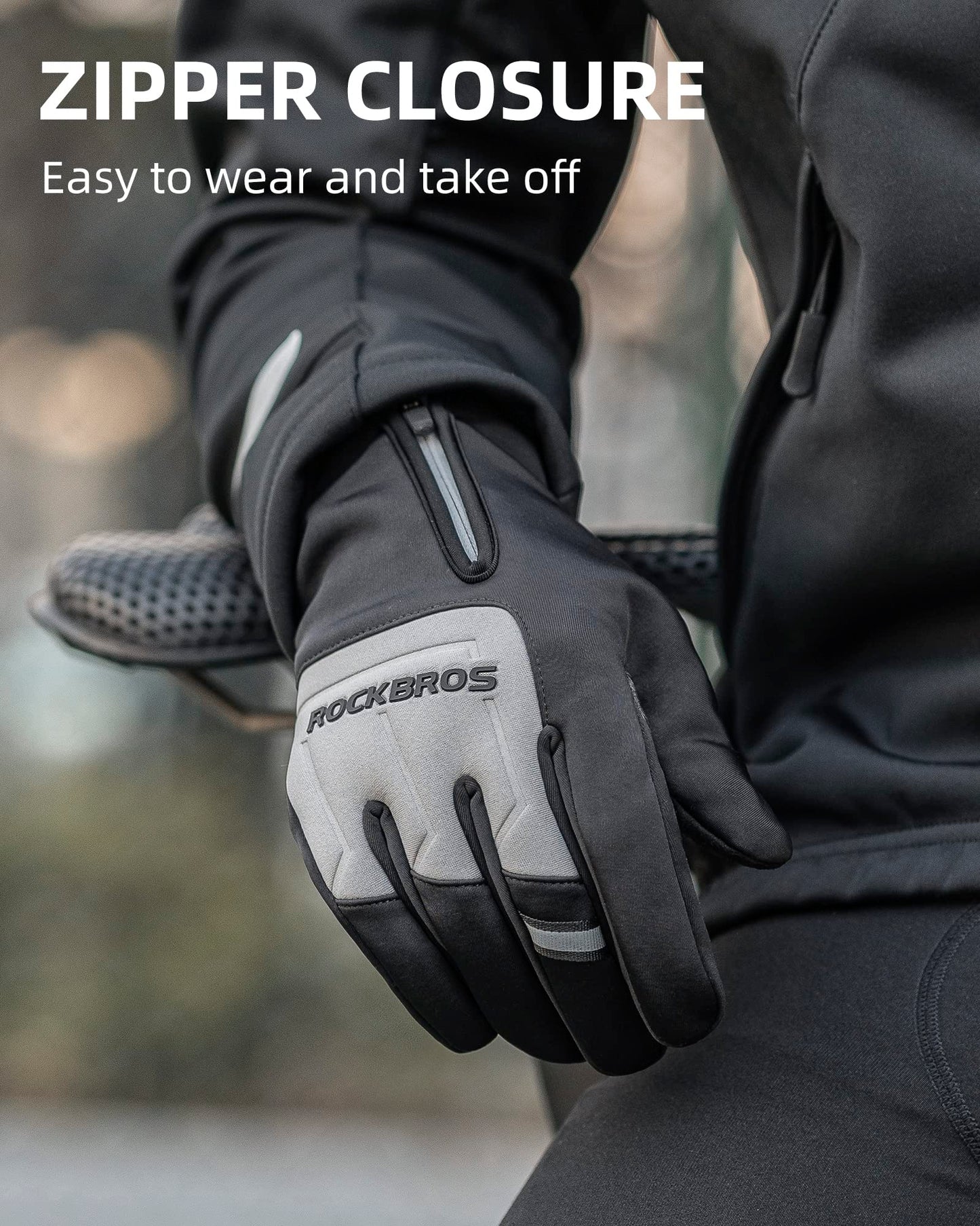 ROCKBROS Winter Cycling Thermal Running Ski Touchscreen Snow Gloves for Outdoor Sports