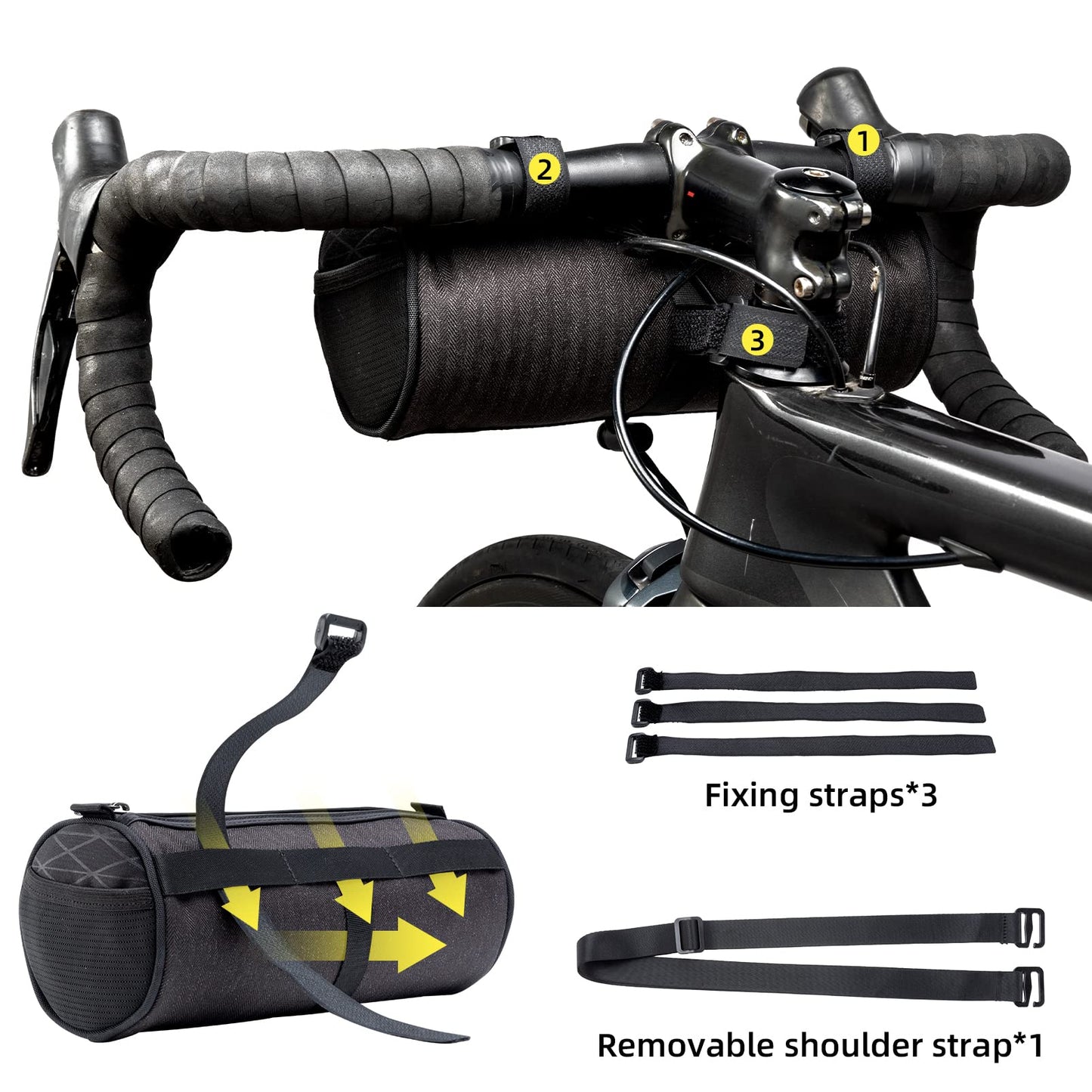 ROCKBROS Small Handlebar Bag Handy Front Bike Storage Pouch with Shoulder Strap Ideal