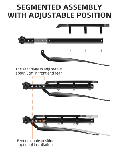 ROCKBROS Quick Release Rear Bike Cargo Rack, Adjustable for 26”-29” Mountain Bikes