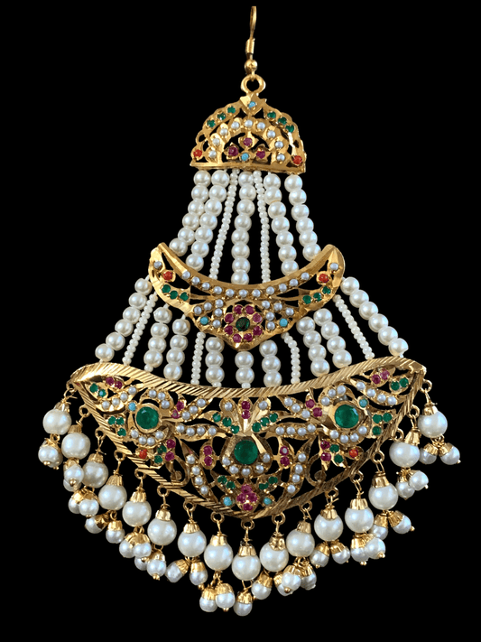 DJHR46   jadau jhoomar in Navratan  ( READY TO SHIP )