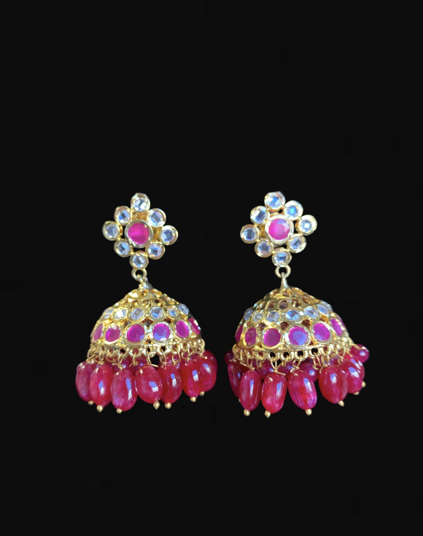 NS255 Amber Barfi set in rubies ( SHIPS IN 1 WEEK  )