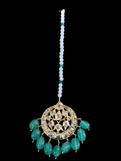 BR60 Insia Jadavi lacha bridal-set in light green beads  ( READY TO SHIP )