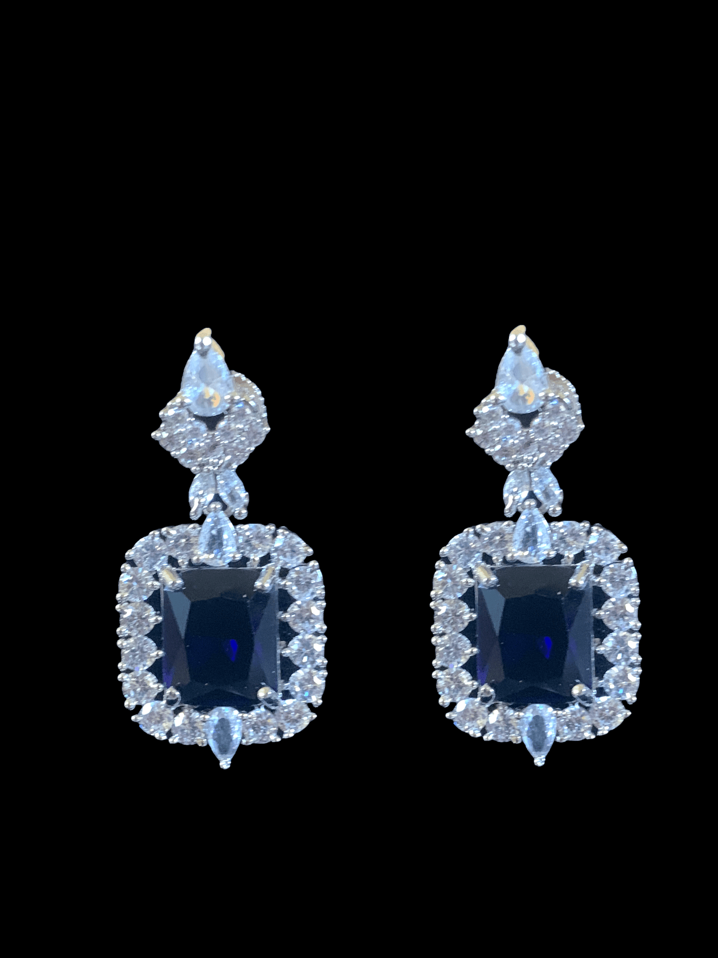 NS279 Myrha cz necklace set -BLUE (READY TO SHIP )