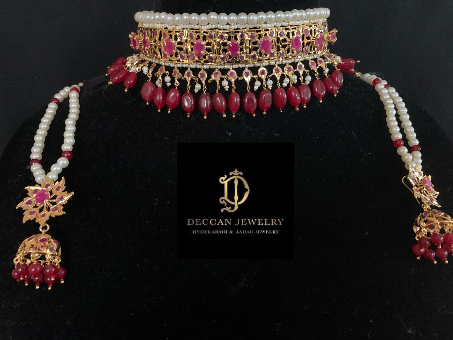 Jadavi lacha in ruby beads- semiprecious  ( SHIPS IN 3 WEEKS )