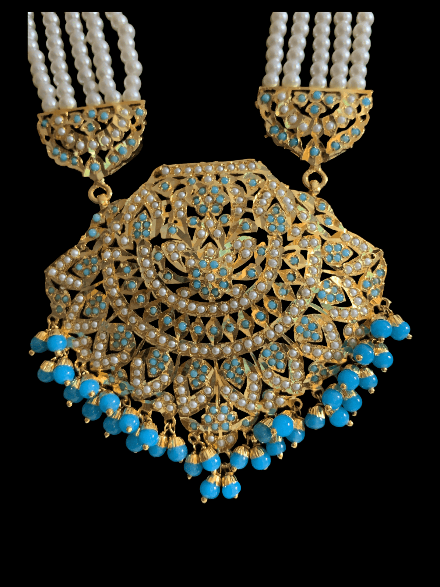 LN17 Jia Punjabi rani haar in turquoise / feroza ( SHIPS IN 4 WEEKS )