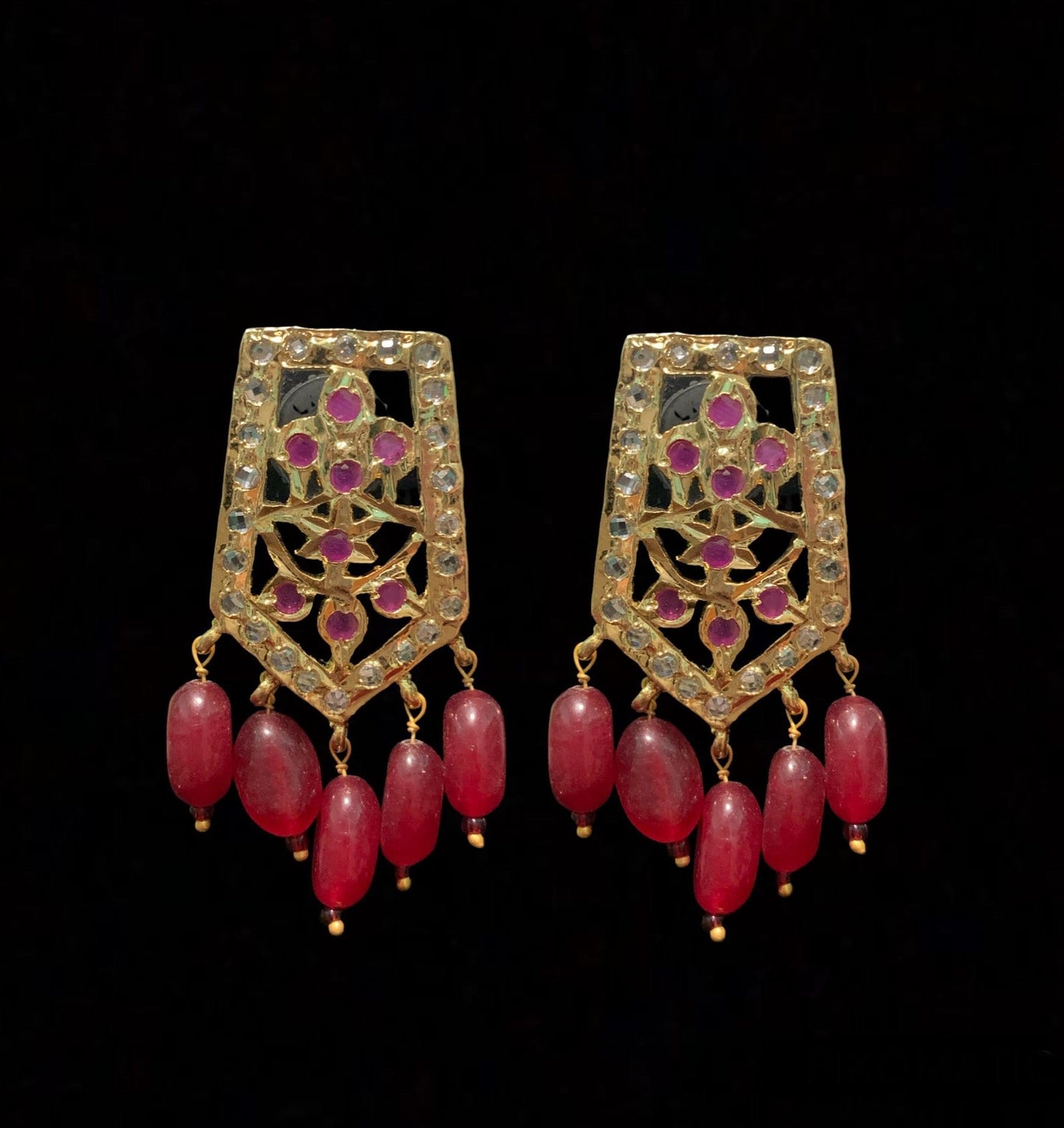 Indu long ruby  beads haar (SHIPS IN 4 WEEKS )