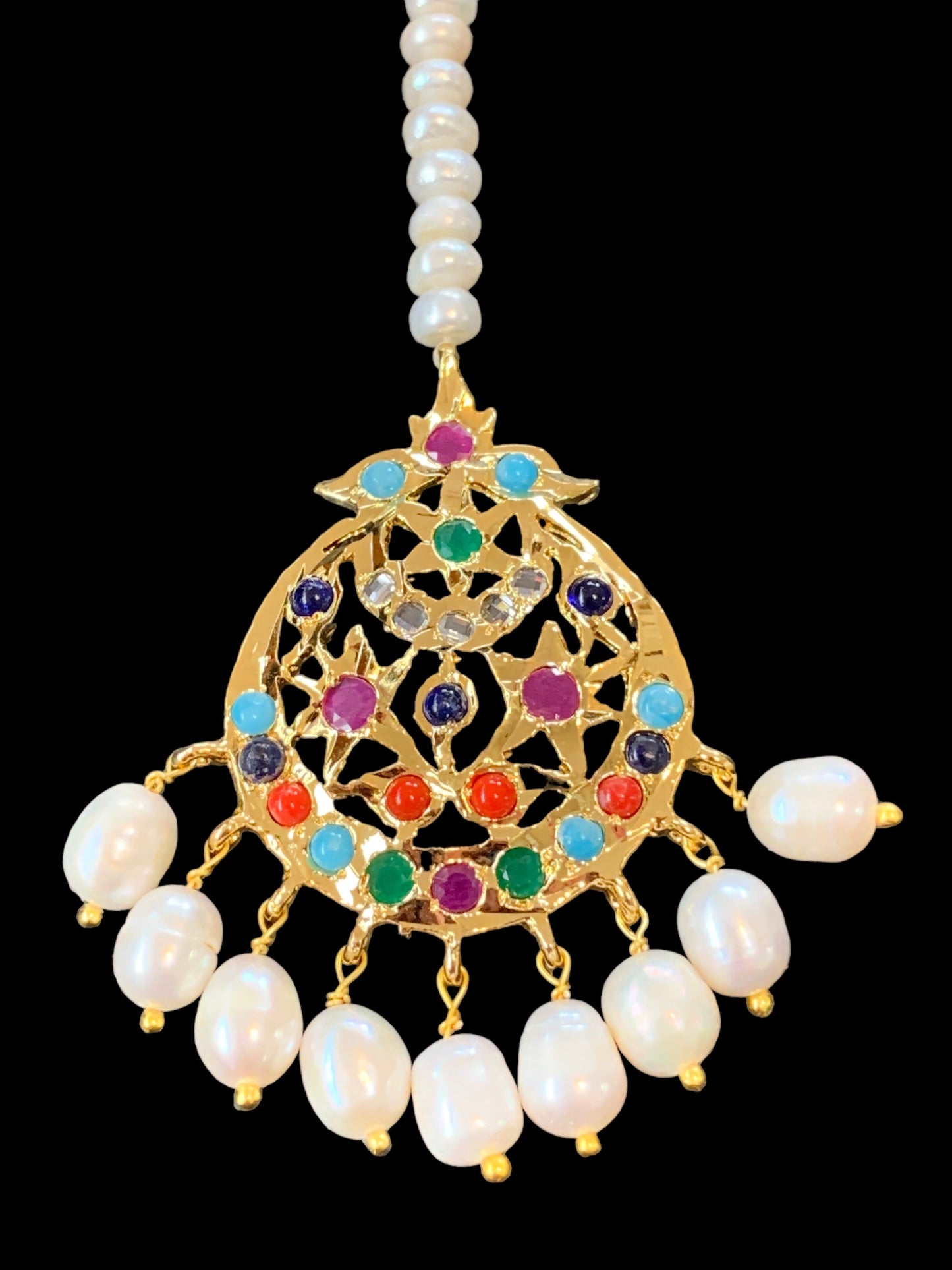 DJTK108 Lahar fresh water pearl  tika- navratan  ( READY TO SHIP )