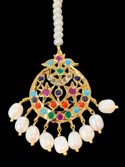 DJTK108 Lahar fresh water pearl  tika- navratan  ( READY TO SHIP )