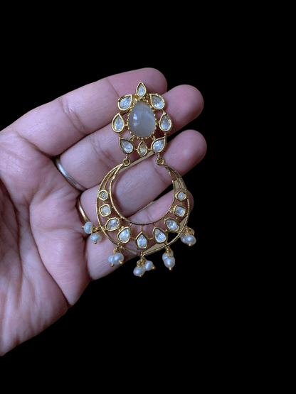 DER64 Evie cz earrings in fresh water pearls ( READY TO SHIP)