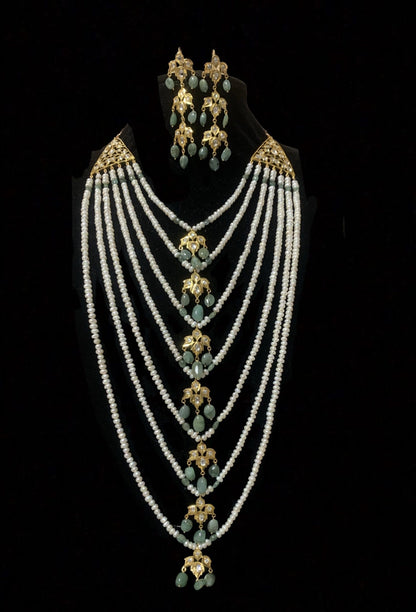 Insia satlada in natural pearls and  emeralds ( SHIPS IN 4 WEEKS  )