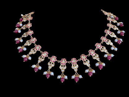 DNS168 Alea punjabi Jadau necklace  set - ruby   (SHIPS IN 2 WEEKS)