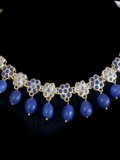 NS224 Meenaz necklace with sapphire beads ( READY TO SHIP )