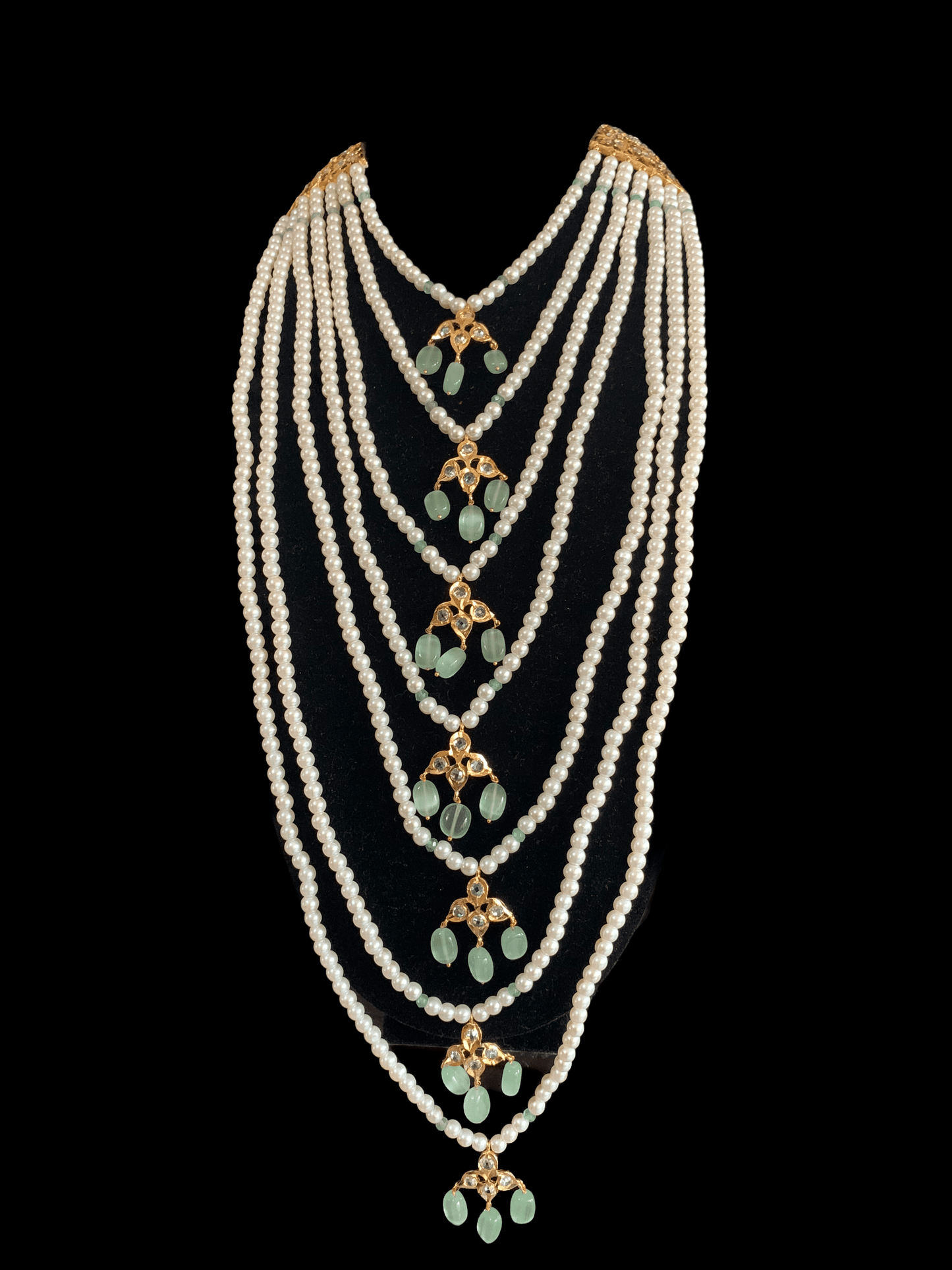 BR61 Insia Jadavi lacha bridal-set in green beads  ( SHIPS IN 4 WEEKS  )