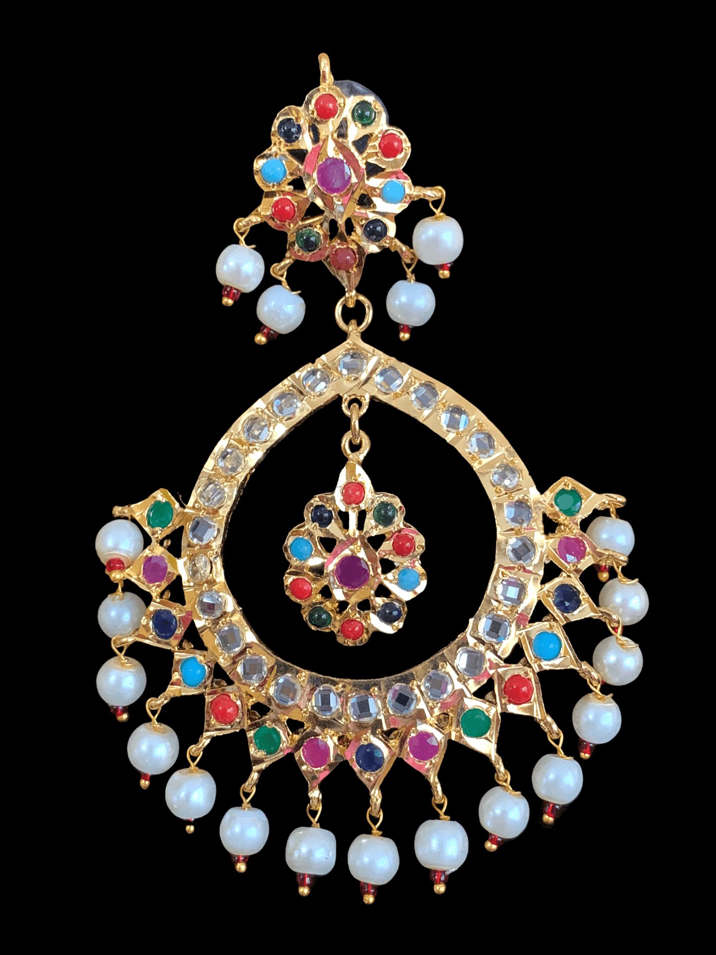 DER332 Alvira Navratan  chandbali ( SHIPS IN 3 WEEKS )