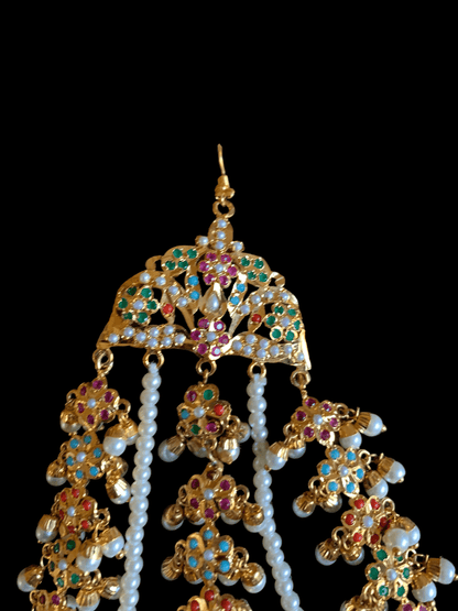 DJHR42 Punjabi jadau jhoomar in ruby emerald  ( READY TO SHIP)