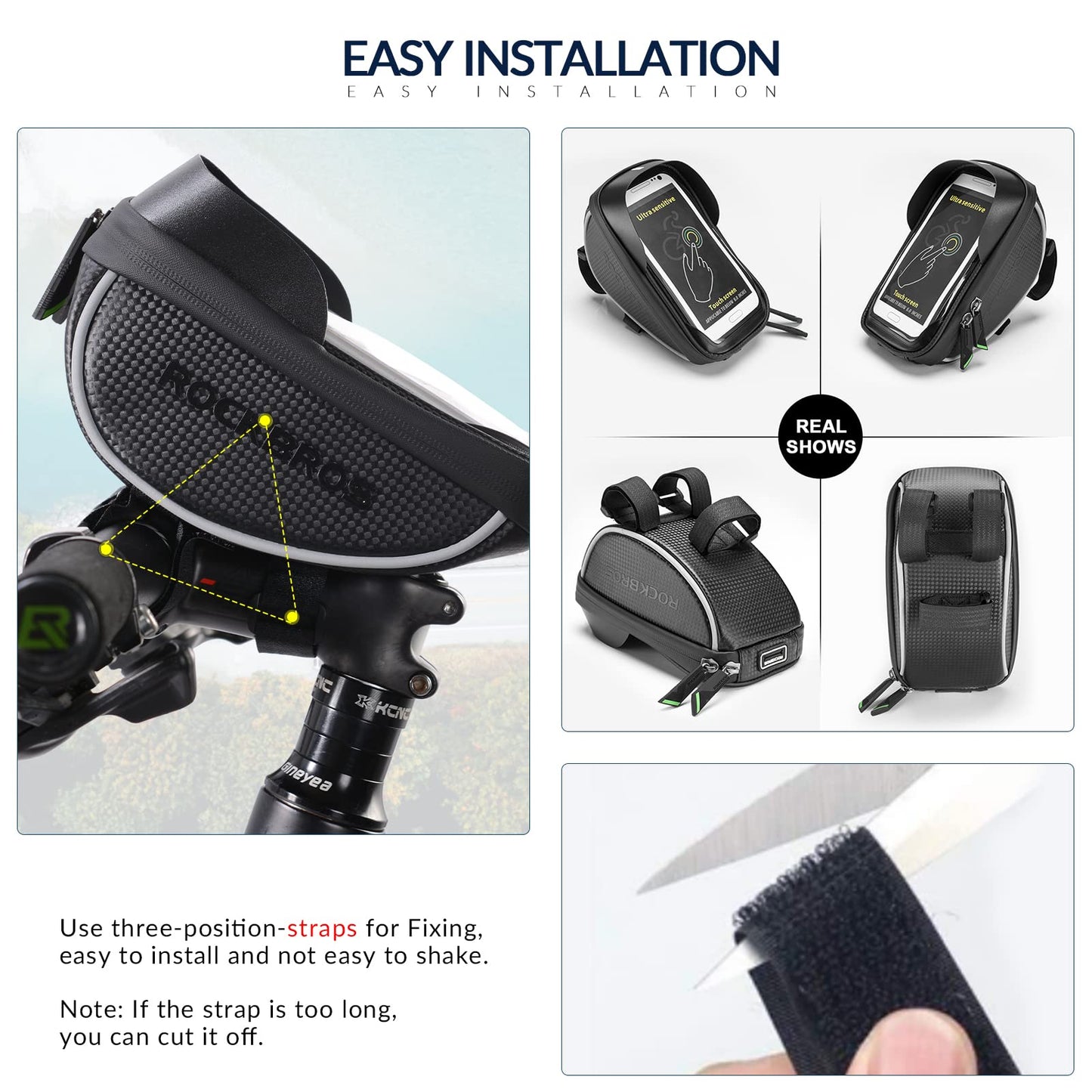 ROCKBROS Bike Front Frame HandlebarWaterproof Bag below 6.5"