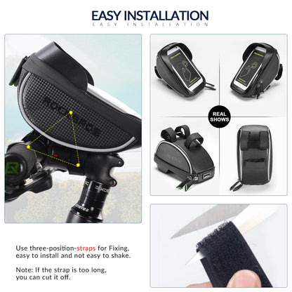 ROCKBROS Bike Front Frame HandlebarWaterproof Bag below 6.5"