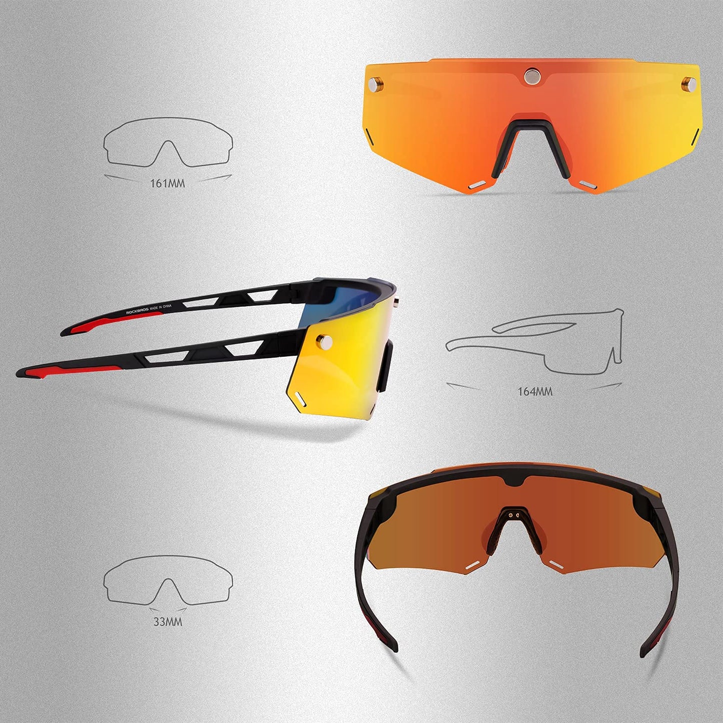 ROCKBROS Cycling Glasses for Men Women Polarized Sunglasses Two Lens for Replace