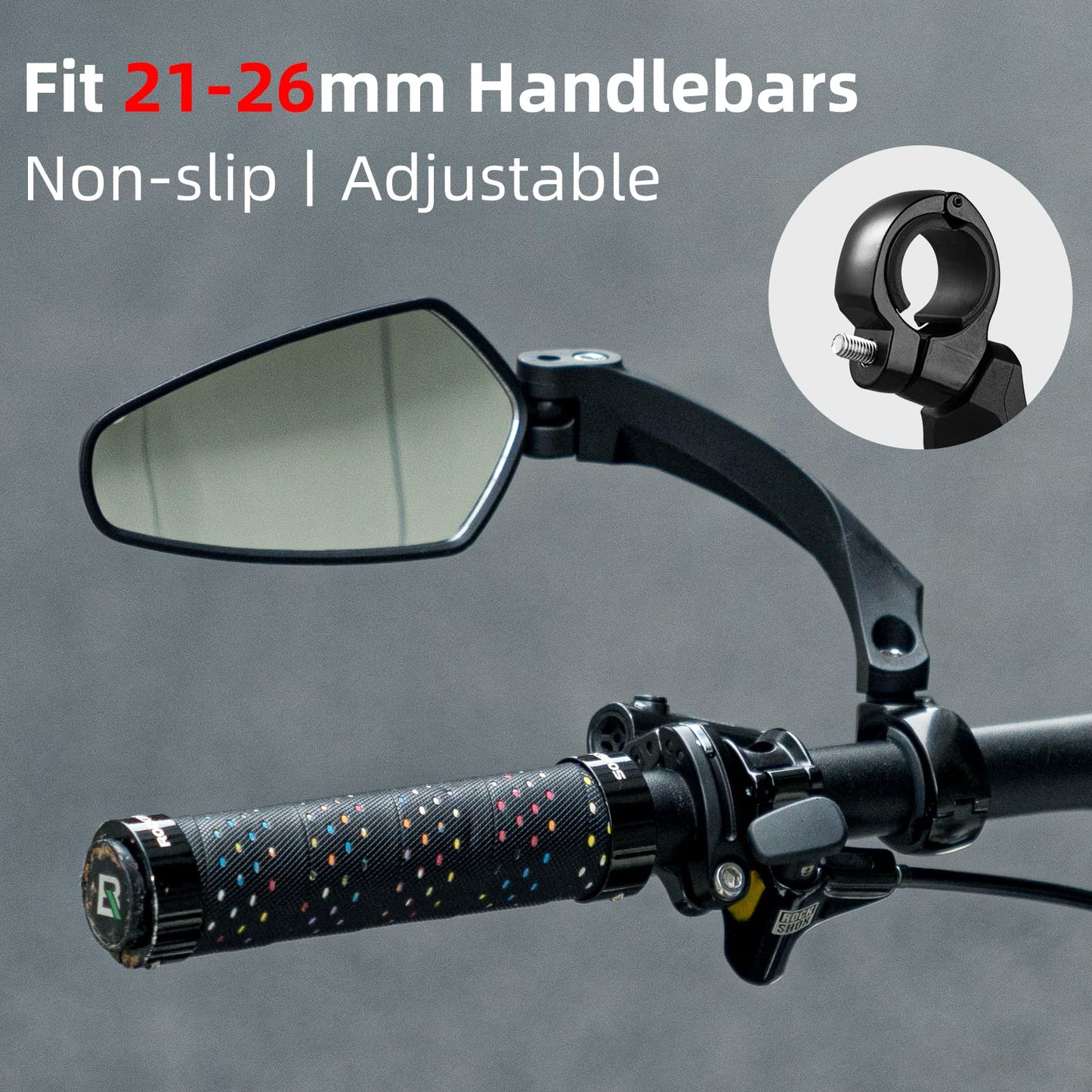 ROCKBROS Bike Handlebar Rear View Mirror with HD Anti-Glare Glass