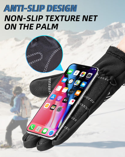 ROCKBROS Winter Cycling Gloves, Water-Resistant, Touch Screen, Anti-Slip Full Finger Gloves