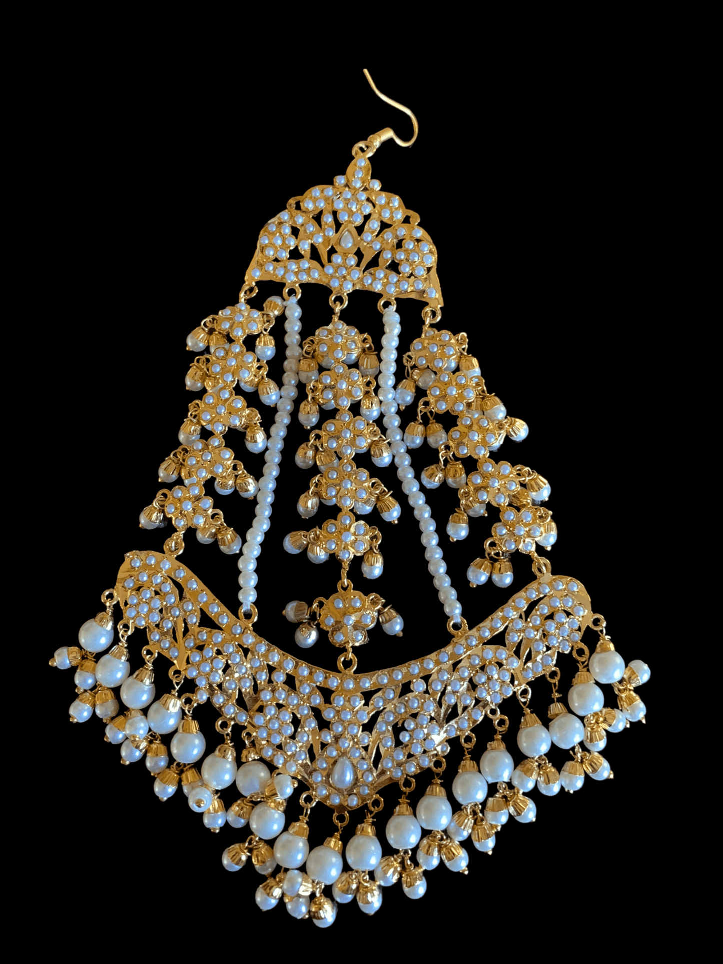 DJHR40 Punjabi jadau jhoomar in pearls ( READY TO SHIP)