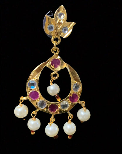 DER404 Neda chandbali in rubies (READY TO SHIP)