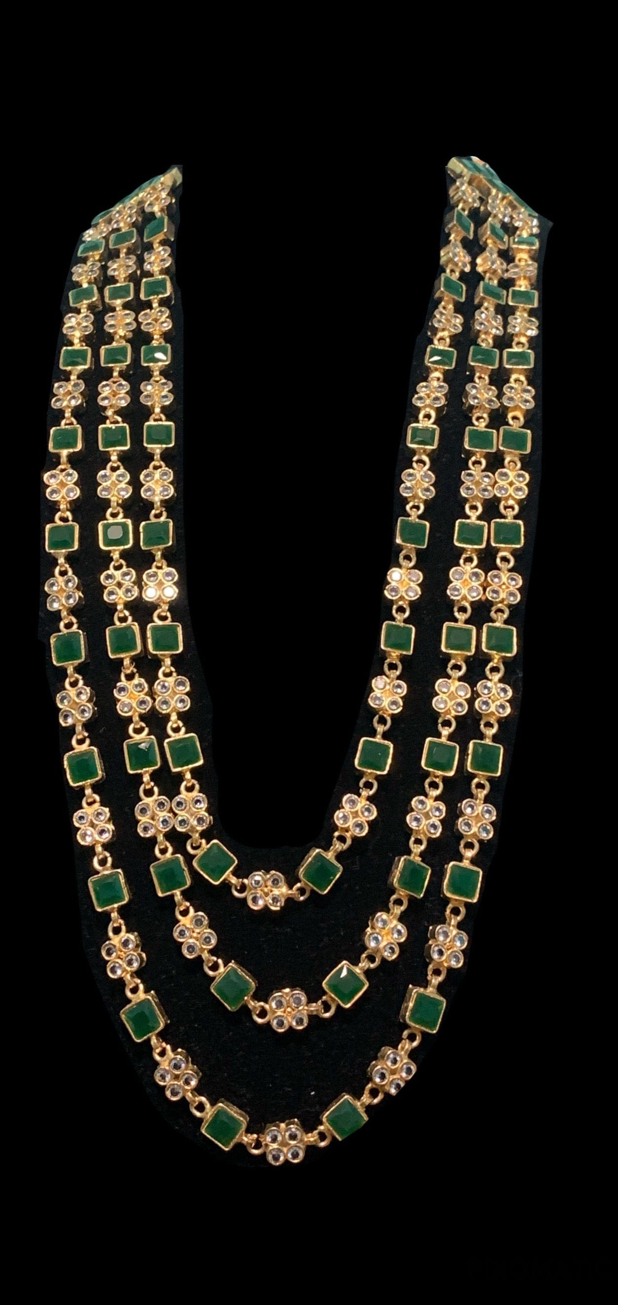 SAT1 Three layer long kundan mala ( SHIPS IN 3 WEEKS )