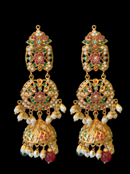 DER359 Vidisha jhumka in navratan ( READY TO SHIP )