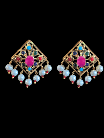 C89 Anushay choker set in navratan  ( READY TO SHIP )