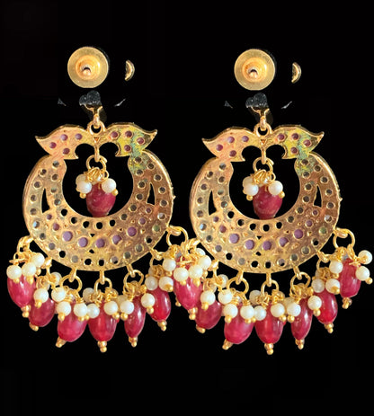 DER135 Nidhi Hyderabadi Chandbali -ruby ( READY TO SHIP)