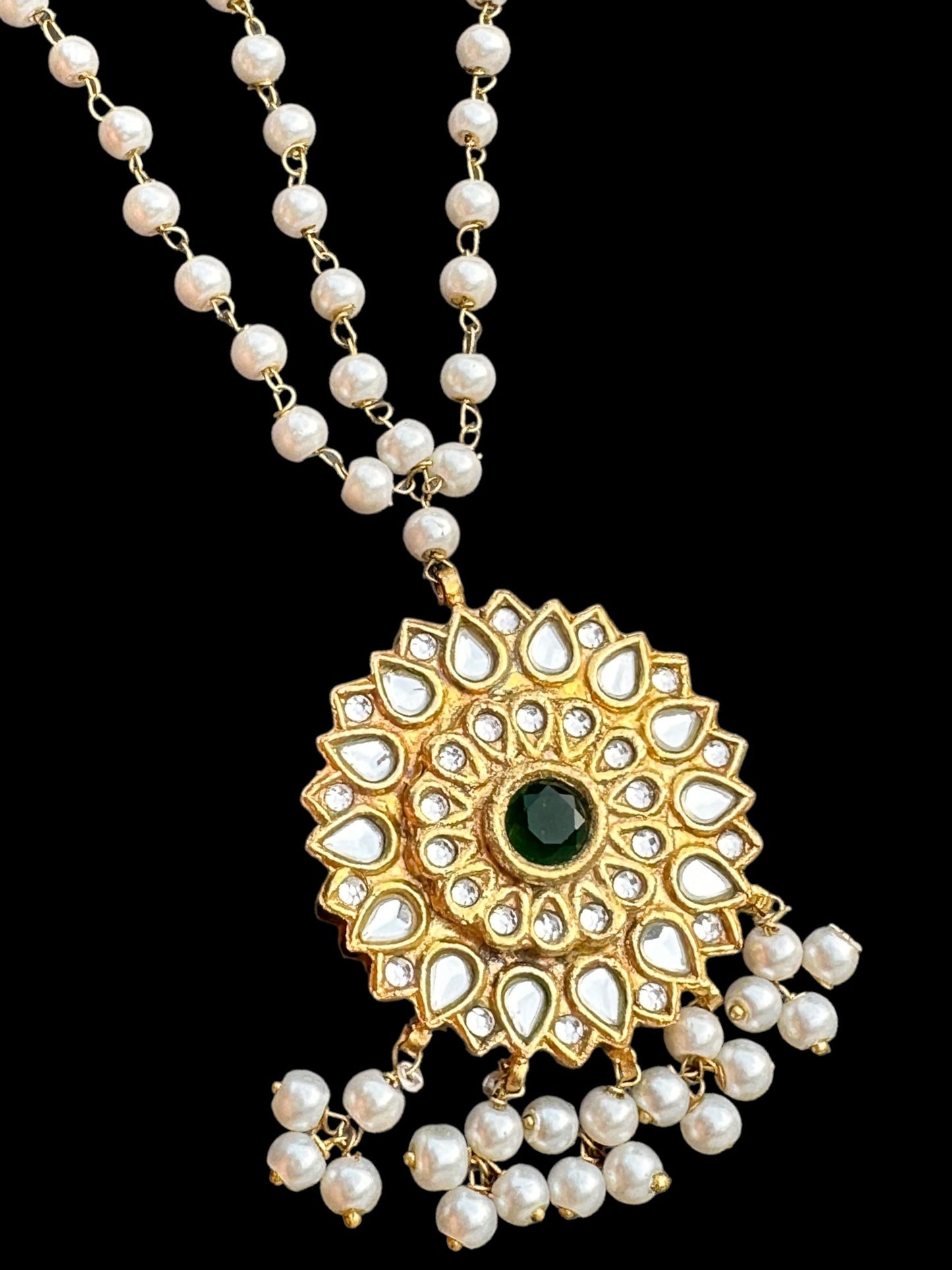 DJTK127 kundan mathapatti  with pearls ( READY TO SHIP )