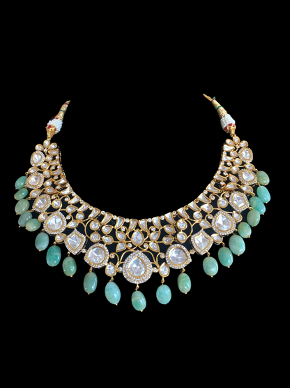 NS358 Tanu emerald Polki set ( SHIPS IN 4 WEEKS )