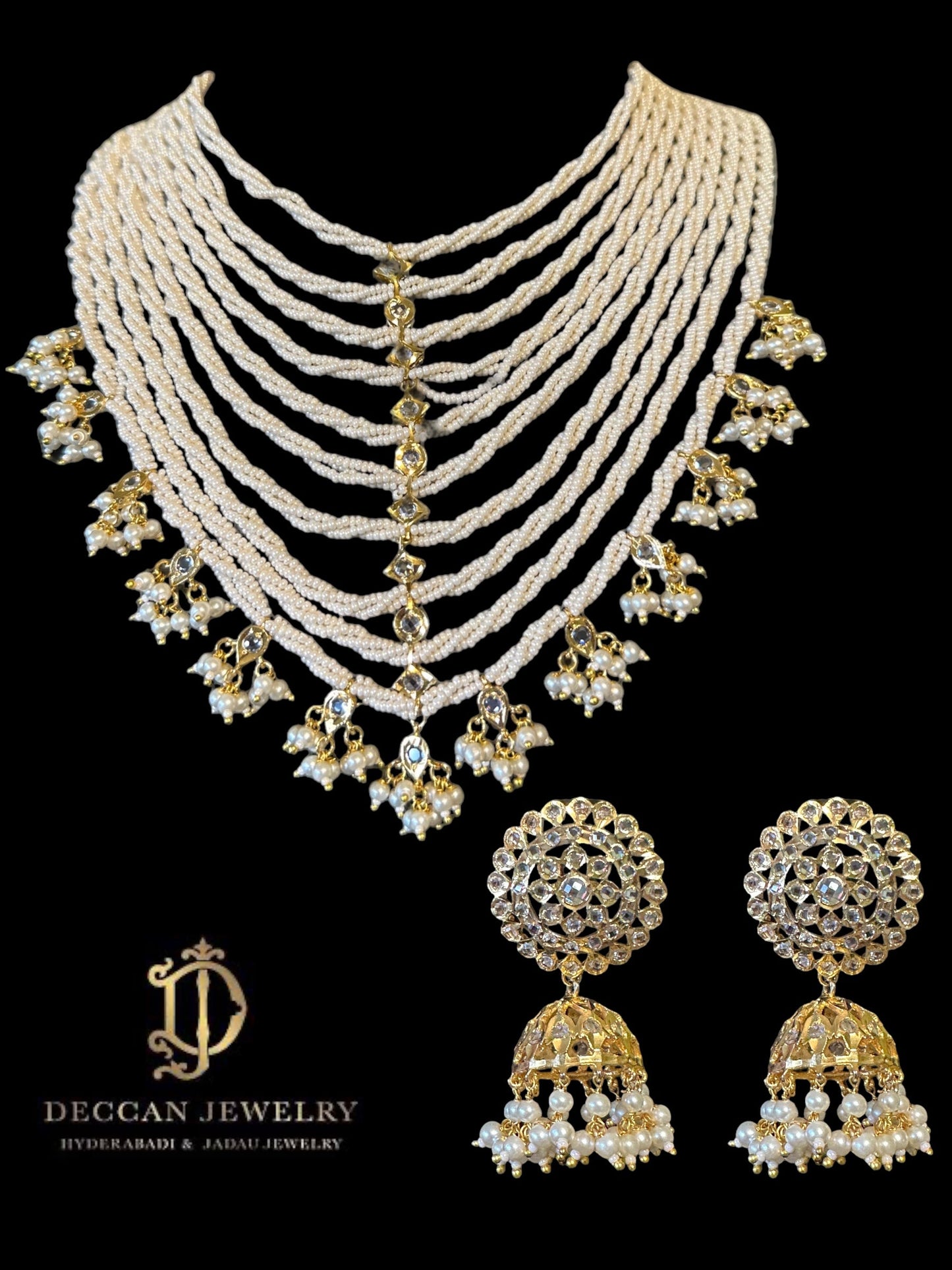 DNS10 Mala pearl necklace with jhumka ( READY TO SHIP  )