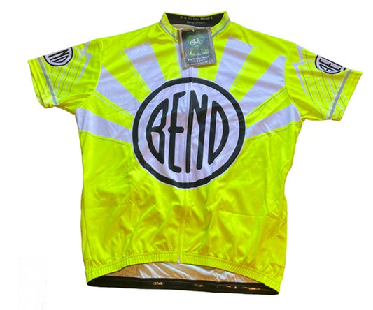 Bend Oregon FLURO YELLOW Men's Cycling Jersey (2XL, 3XL)