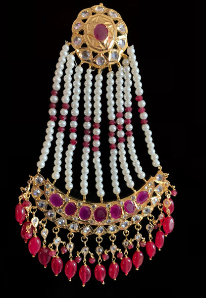 DJHR72 Ruby jhoomar / passa in shell pearls (READY TO SHIP  )