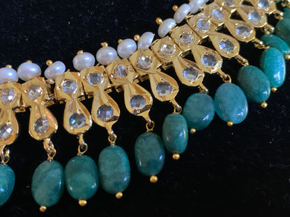 NS272 Rida emerald barfi with earrings ( SHIPS IN 4 WEEKS)