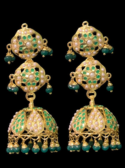 DER395 Hina jhumka ( green  )  (READY TO SHIP )