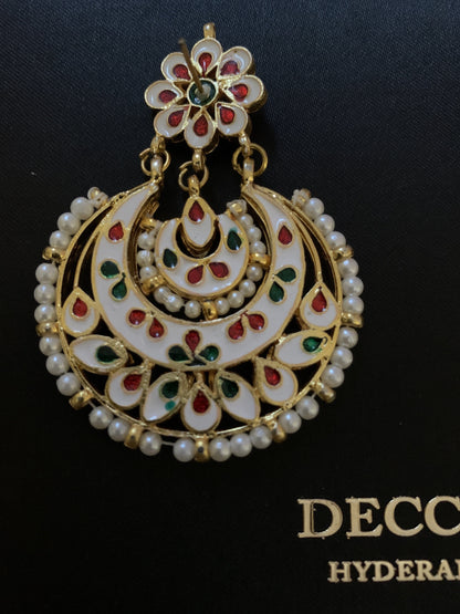 DER20 Ruhina Gold-Plated Kundan Chandbali Earrings (READY TO SHIP)