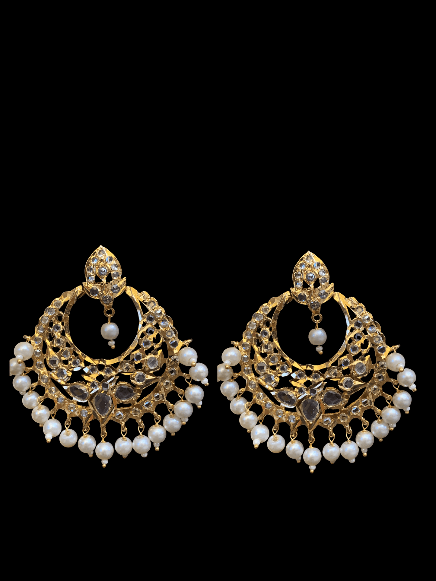 DER722 Noor chandbali in shell  pearls ( READY TO SHIP )