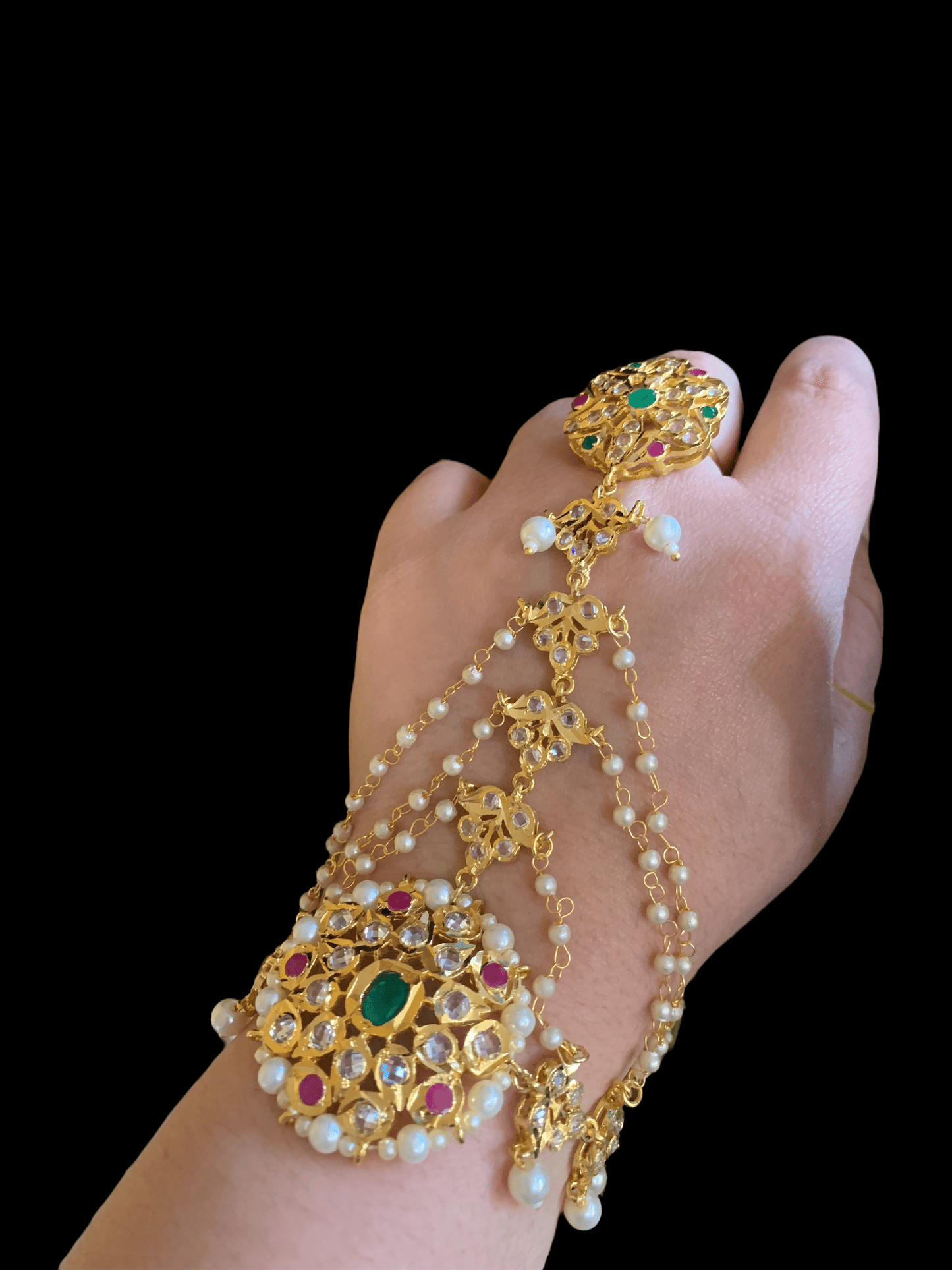 Ronak haathphool -1 pair ( ruby emerald    ) (READY TO SHIP )