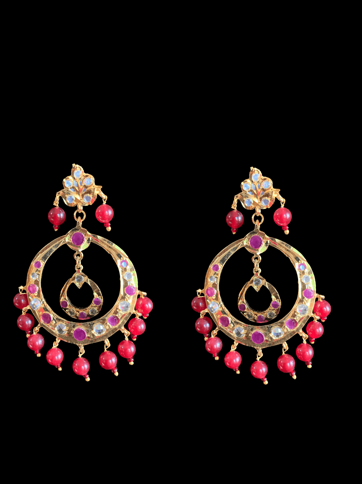 DER620 Neda Chandbali - red / ruby   ( READY TO SHIP )