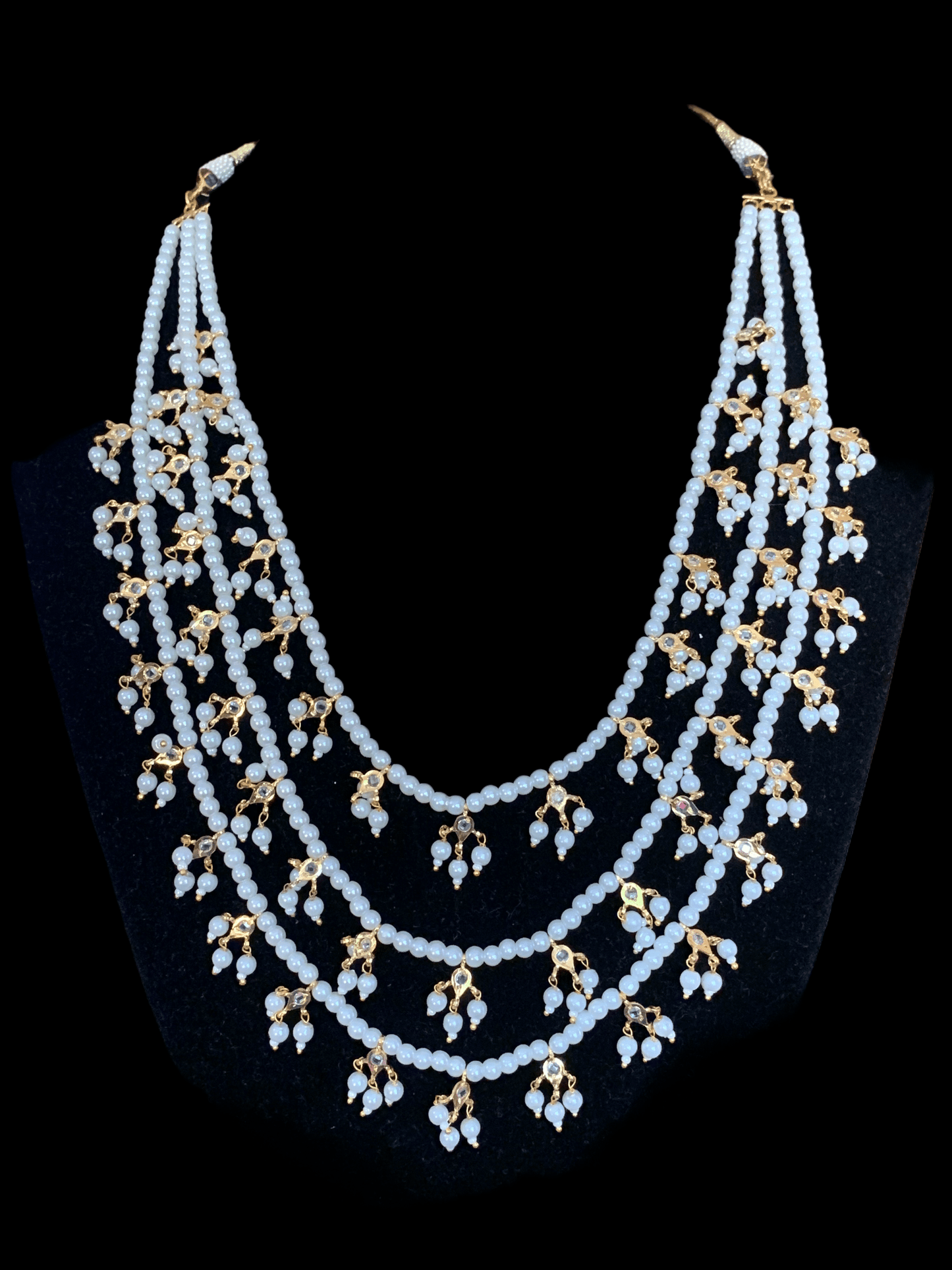 SAT46 Tanya three layer shell pearl necklace  ( SHIPS IN 4 WEEKS  )