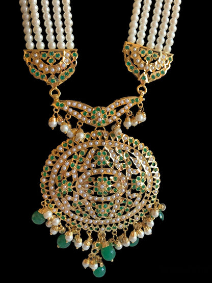 DLN21 Simran rani haar in green  / emeralds  ( READY TO SHIP)