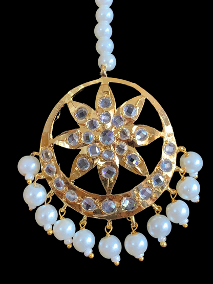 DJTK156  Akbari  tika in shell pearls     (READY TO SHIP)