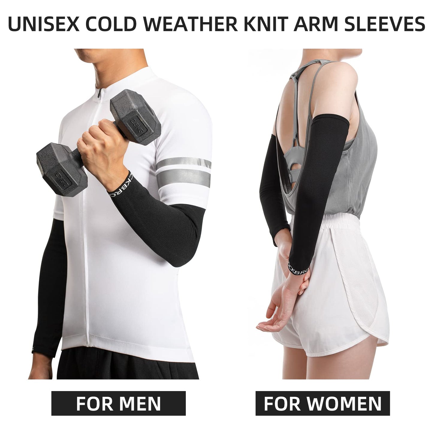 ROCKBROS Cycling Arm Warmers for Men and Women Thermal Knit Arm Sleeves for Running Football Driving