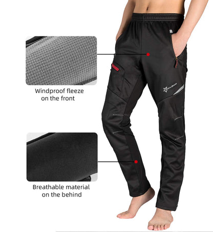 ROCKBROS Men's Windproof Thermal Cycling Pants - Winter Fleece for Biking, Running, Hiking - Triathlete Store