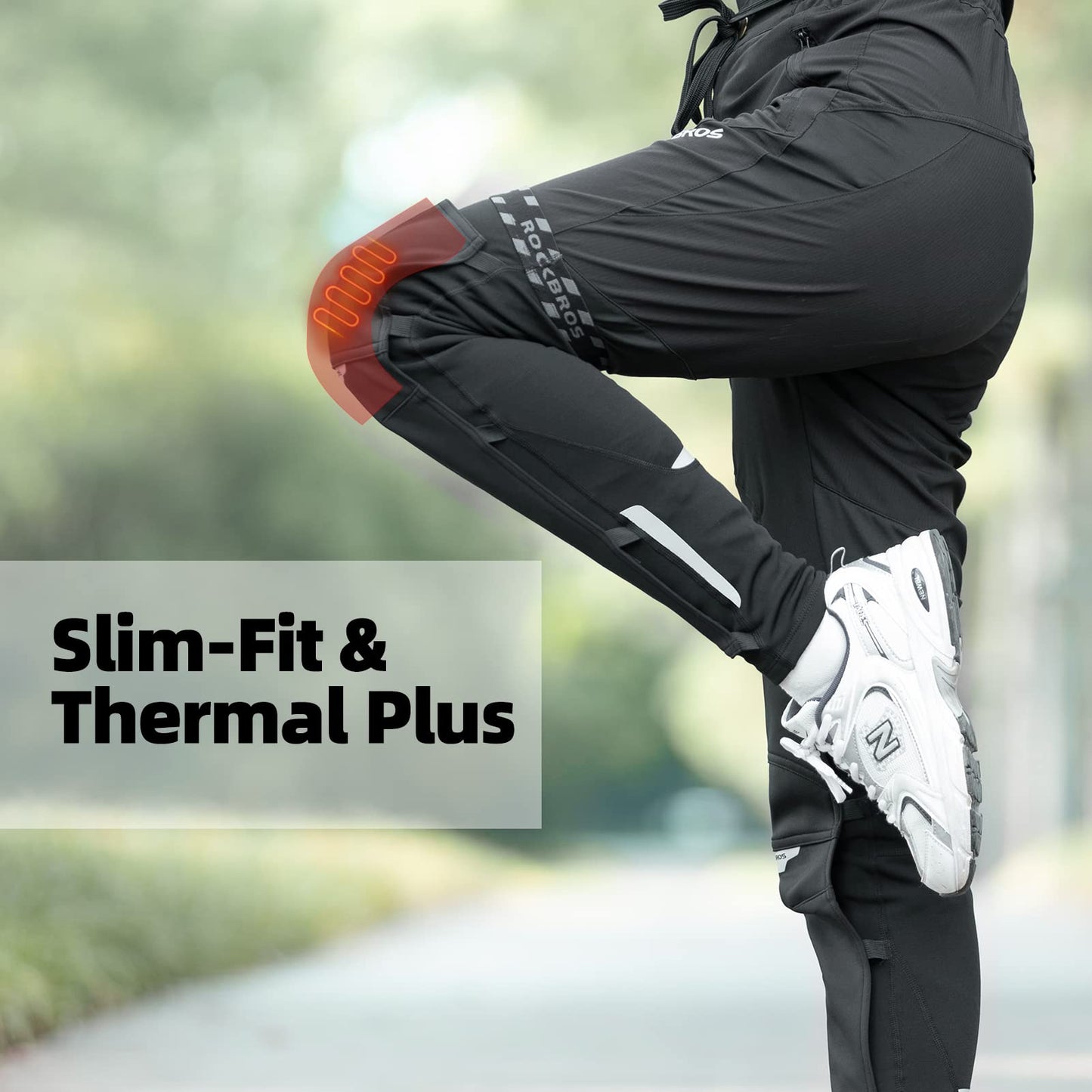 ROCKBROS Cycling Leg Warmers Thermal Fleece Windproof Compression Knee Sleeves for Men Women