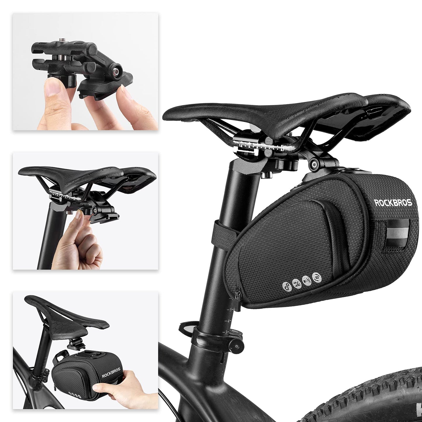 ROCKBROS Bike Saddle Bag Under Seat with Adjustable Mounting, Large Storage Pouch - Triathlete Store