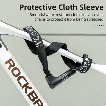 ROCKBROS 3.2FT Heavy Duty Bike Chain Lock Anti-Theft Security Lock Resettable Combination 2 Keys - Triathlete Store