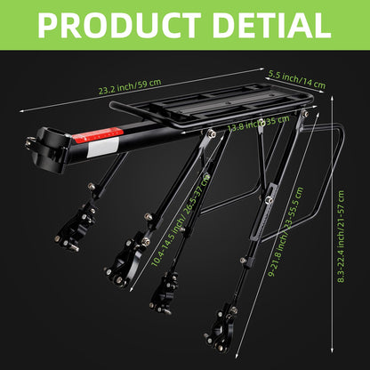 ROCKBROS Quick Release Rear Bike Cargo Rack, 55LB Capacity for 26”-29” MTB  E-Bikes